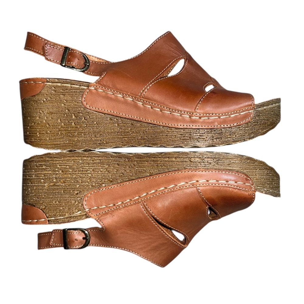 V Italia Leather Platform Sandals Size 40 (US 9)